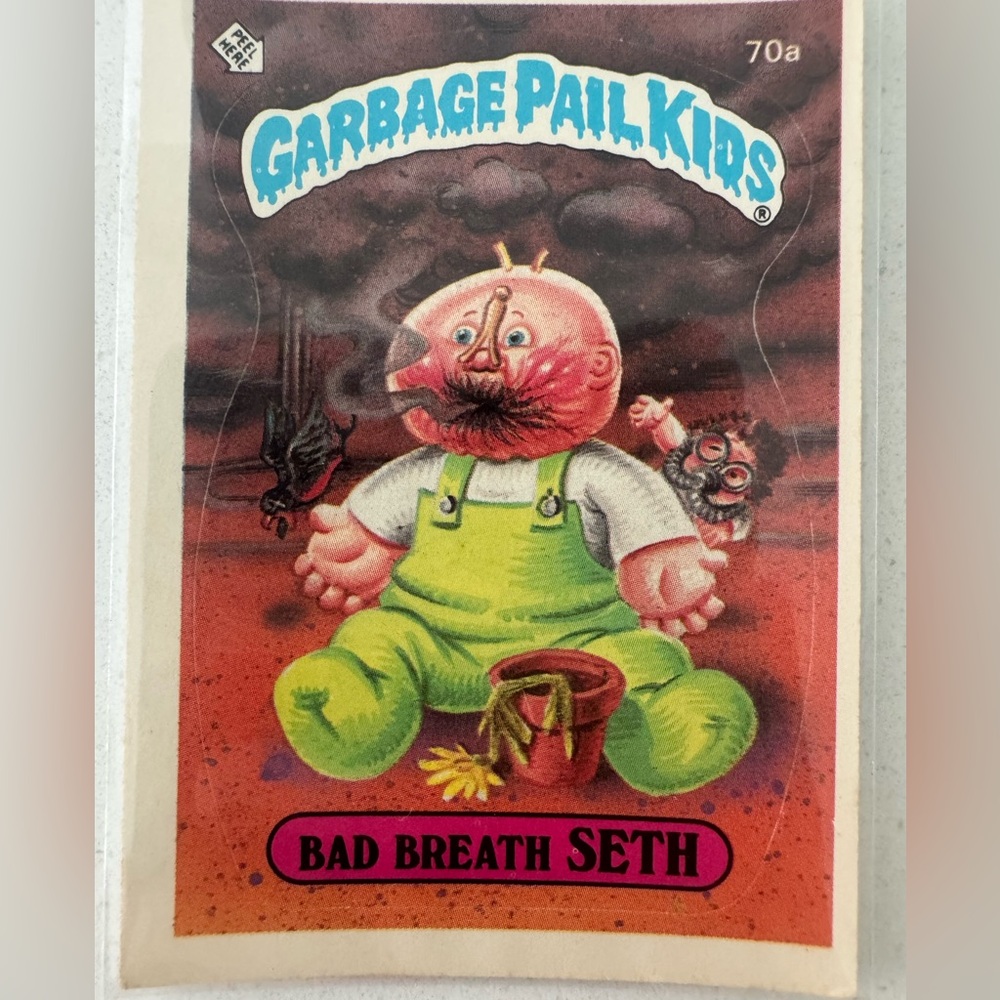 Rare 1985 Topps Garbage Pail Kids Card, Series One, Bad Breath Seth 70a